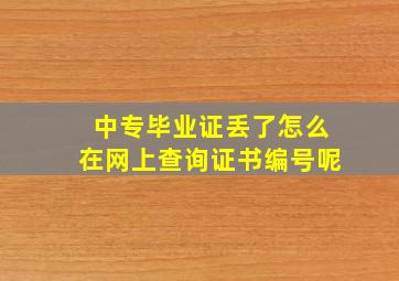 中专毕业证丢了怎么在网上查询证书编号呢