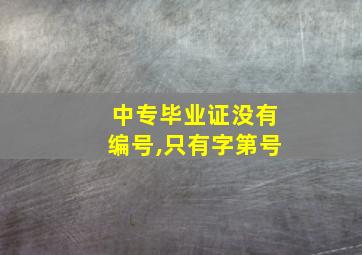 中专毕业证没有编号,只有字第号