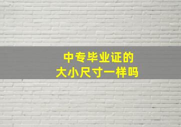 中专毕业证的大小尺寸一样吗