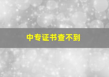 中专证书查不到