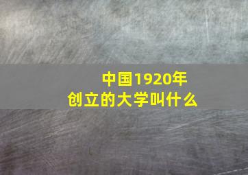 中国1920年创立的大学叫什么