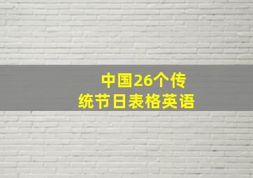 中国26个传统节日表格英语