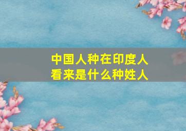 中国人种在印度人看来是什么种姓人