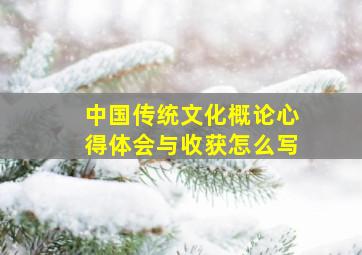 中国传统文化概论心得体会与收获怎么写