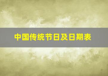 中国传统节日及日期表