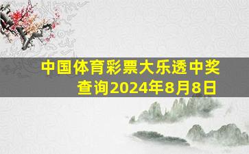 中国体育彩票大乐透中奖查询2024年8月8日