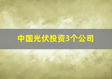 中国光伏投资3个公司