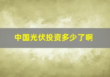 中国光伏投资多少了啊