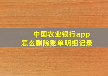 中国农业银行app怎么删除账单明细记录