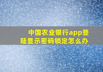 中国农业银行app登陆显示密码锁定怎么办