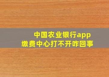 中国农业银行app缴费中心打不开咋回事