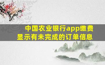 中国农业银行app缴费显示有未完成的订单信息