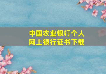 中国农业银行个人网上银行证书下载