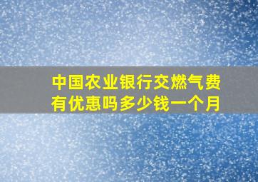 中国农业银行交燃气费有优惠吗多少钱一个月