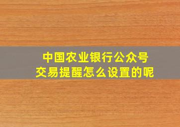 中国农业银行公众号交易提醒怎么设置的呢