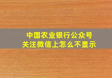 中国农业银行公众号关注微信上怎么不显示