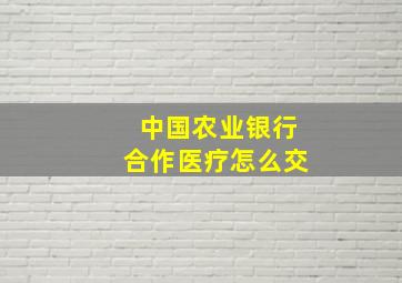 中国农业银行合作医疗怎么交