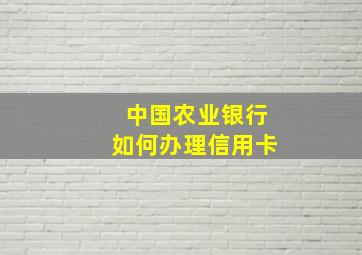 中国农业银行如何办理信用卡