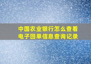 中国农业银行怎么查看电子回单信息查询记录