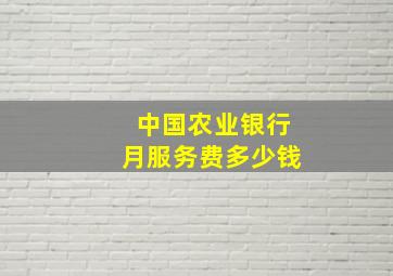 中国农业银行月服务费多少钱