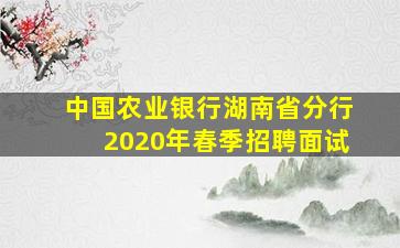 中国农业银行湖南省分行2020年春季招聘面试