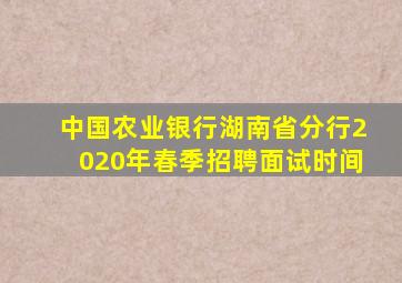 中国农业银行湖南省分行2020年春季招聘面试时间