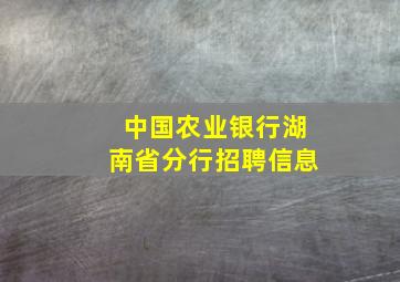 中国农业银行湖南省分行招聘信息