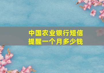 中国农业银行短信提醒一个月多少钱