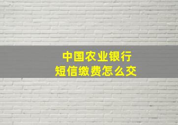 中国农业银行短信缴费怎么交