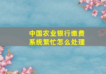 中国农业银行缴费系统繁忙怎么处理