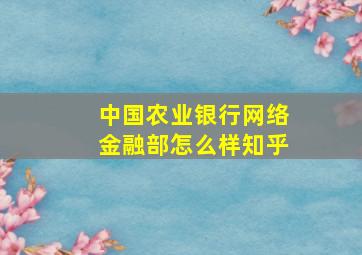 中国农业银行网络金融部怎么样知乎