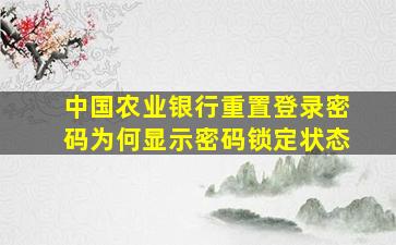 中国农业银行重置登录密码为何显示密码锁定状态