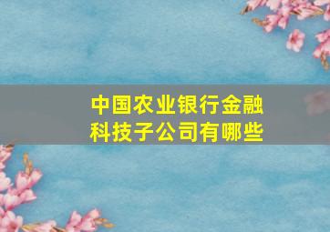 中国农业银行金融科技子公司有哪些