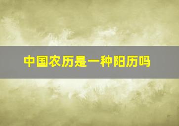 中国农历是一种阳历吗