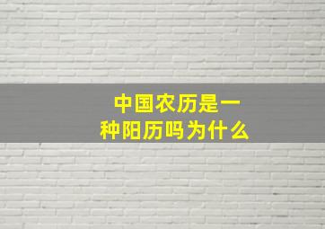 中国农历是一种阳历吗为什么