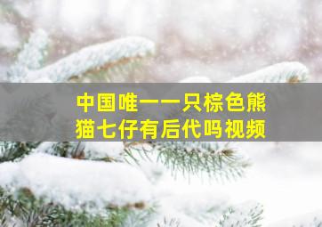 中国唯一一只棕色熊猫七仔有后代吗视频