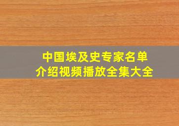 中国埃及史专家名单介绍视频播放全集大全