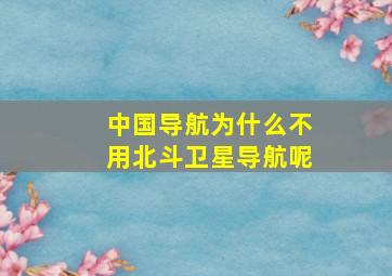 中国导航为什么不用北斗卫星导航呢