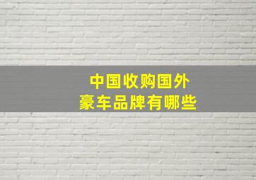 中国收购国外豪车品牌有哪些