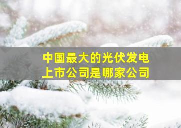 中国最大的光伏发电上市公司是哪家公司