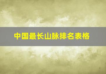 中国最长山脉排名表格