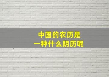 中国的农历是一种什么阴历呢