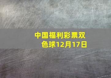 中国福利彩票双色球12月17日