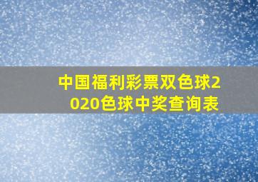 中国福利彩票双色球2020色球中奖查询表