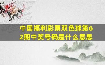 中国福利彩票双色球第62期中奖号码是什么意思