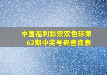 中国福利彩票双色球第62期中奖号码查询表