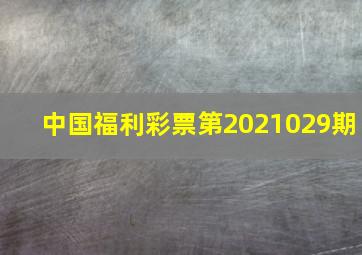 中国福利彩票第2021029期