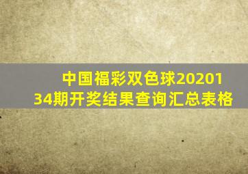 中国福彩双色球2020134期开奖结果查询汇总表格