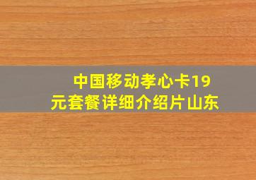 中国移动孝心卡19元套餐详细介绍片山东