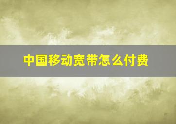 中国移动宽带怎么付费